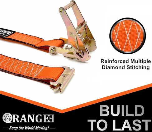 4 Pack E Track Ratchet Strap 4500lb Breaking Strength for Container, Cargo Vans, Trailer Load Hi Visible Neon Orange Color in Saudi Arabia