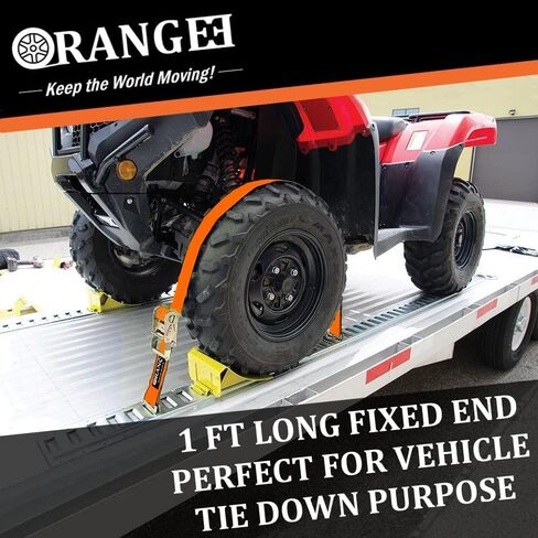 4 Pack E Track Ratchet Strap 4500lb Breaking Strength for Container, Cargo Vans, Trailer Load Hi Visible Neon Orange Color in Saudi Arabia