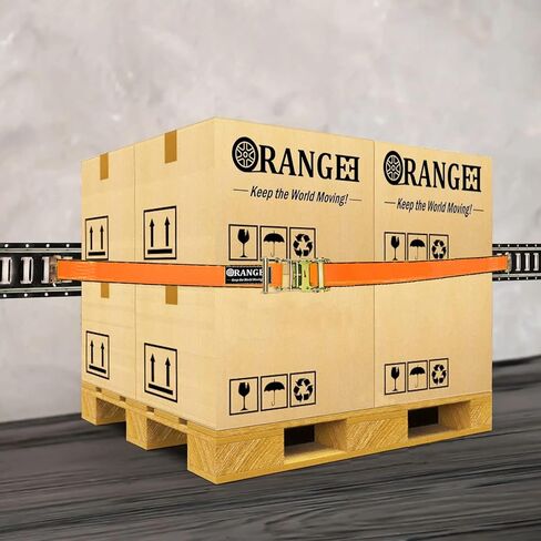 4 Pack E Track Ratchet Strap 4500lb Breaking Strength for Container, Cargo Vans, Trailer Load Hi Visible Neon Orange Color in Saudi Arabia