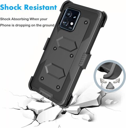 جراب Njjex For Moto Edge Plus 2023، لهاتف Motorola Edge+ 5G UW 2023/Edge 40 Pro/Edge X40، جراب [Nbeck] مقاوم للصدمات وشديد التحمل وحزام دوار ومشبك لكامل الجسم وغطاء صلب ومسند - أسود in Kuwait