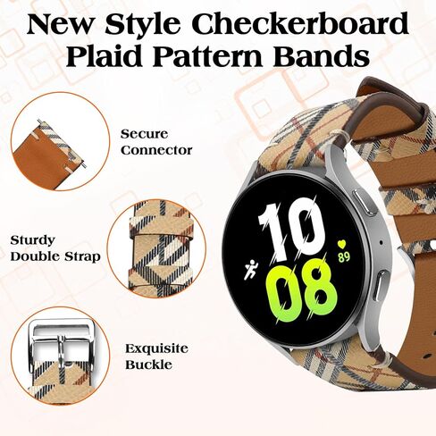 متوافق مع ساعة Samsung Galaxy Watch 5/4/6 40 مم 44 مم/5 Pro 45 مم/4 حزام كلاسيكي 42 مم 46 مم للنساء والرجال، أساور معصم بديلة ناعمة منقوشة فاخرة مقاس 20 مم لهاتف Galaxy Active 2 40 مم in Kuwait
