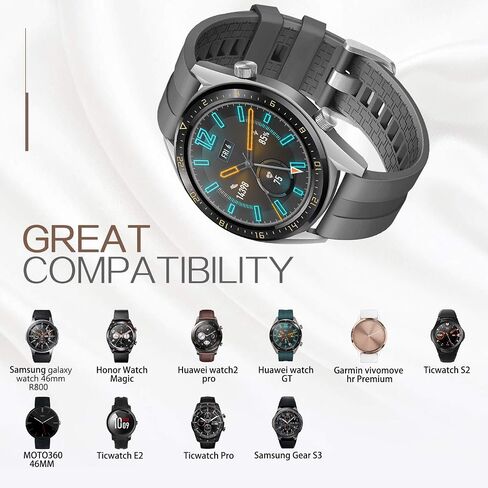 MoKo Band Compatible with Huawei Watch GT 2019 46mm/Watch GT Active/Watch 2 Pro/Honor Watch Magic/Samsung Galaxy Watch 46mm/Gear S3, Soft Silicone Replacement Strap in Saudi Arabia