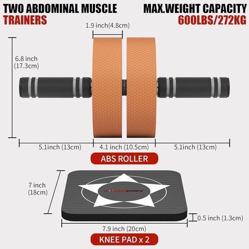 عجلة آب رولر، مجموعة عجلات تمرين معدات تمارين البطن لتدريب عضلات البطن الأساسية، عصا دوارة للعضلات تقلل من ألم العضلات وتشنجات الساق وآلام الظهر للصالة الرياضية المنزلية in Kuwait