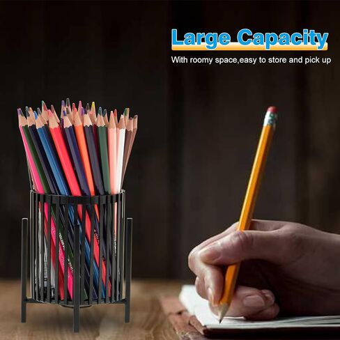 Black Pen Holder Cup for Desk, Black Wire Mesh Pencil Cup Holder for Desk, Premium Mesh Metal Pen Cup Pencil Holder Marker Holder, Desk Accessories Organizer for Home & Office in Saudi Arabia
