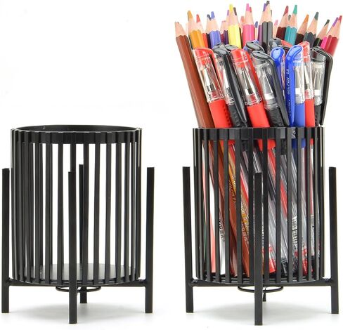 Black Pen Holder Cup for Desk, Black Wire Mesh Pencil Cup Holder for Desk, Premium Mesh Metal Pen Cup Pencil Holder Marker Holder, Desk Accessories Organizer for Home & Office in Saudi Arabia