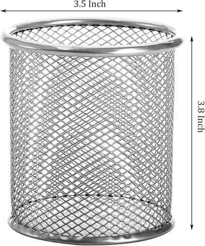 Nicunom 12 Pack Metal Pen Holder Mesh Pencil Holder Desk Organizer Mesh Round Pen Cup Pencil Cup for Desk Office Pen Organizer, Silver in Saudi Arabia