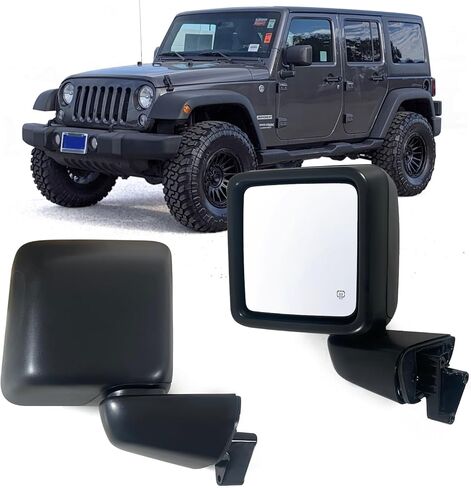 Left Driver side Mirror with Heated, Power Glass and Manual Folding Compatible with Jeep Wrangler JL 2019-2023 without Turn Singal and Blind Spot Detection Replace 68281891AB (5 Pins) in Saudi Arabia