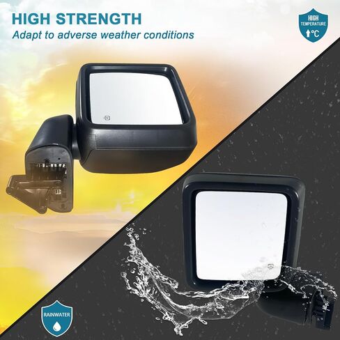 Left Driver side Mirror with Heated, Power Glass and Manual Folding Compatible with Jeep Wrangler JL 2019-2023 without Turn Singal and Blind Spot Detection Replace 68281891AB (5 Pins) in Saudi Arabia