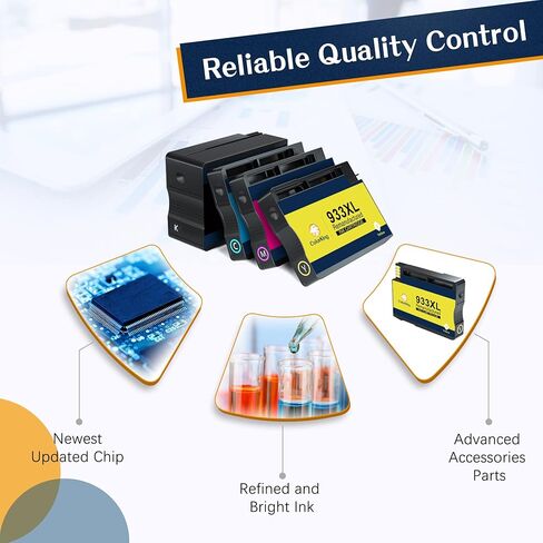 خرطوشة حبر بديلة متوافقة لطابعة HP 932XL 933XL 932 XL 933 XL لطابعة HP OfficeJet 6600 6700 6100 7110 7612 7510 7610 7620 (أسود، سماوي، أصفر، أرجواني، 4 عبوات كومبو) in Kuwait