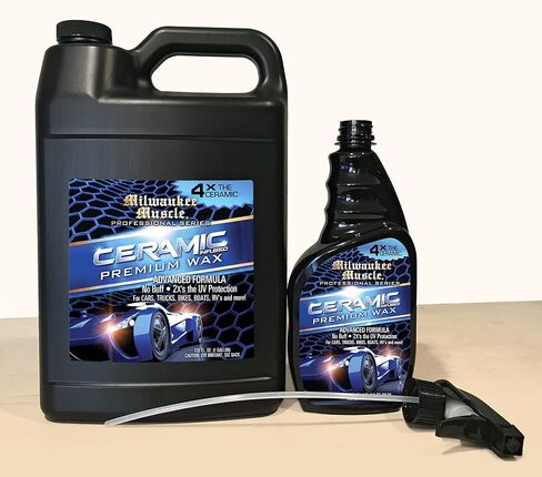 Ceramic Car Wax Gallon (128 Fl Oz) - 4X The Ceramic Coating - Advanced Hydrophobic Wax for Shine and Protection - Detail Car Wax Gallon - Includes Free Empty Spray Bottle in Saudi Arabia
