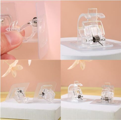 6 قطع بدون حفر قضيب ستارة بين قوسين قضيب ستارة قابل للتعديل حامل قضيب ستارة ذاتي اللصق خطاف قضيب ستارة حامل خطاف ستائر شماعات للحمام والمطبخ والمنزل in Kuwait