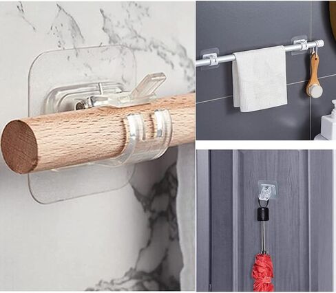 6 قطع بدون حفر قضيب ستارة بين قوسين قضيب ستارة قابل للتعديل حامل قضيب ستارة ذاتي اللصق خطاف قضيب ستارة حامل خطاف ستائر شماعات للحمام والمطبخ والمنزل in Kuwait