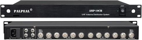 AMP-10CH 5 طرق (10 قنوات) نظام توزيع هوائي لاسلكي UHF لأنظمة الميكروفون اللاسلكي، 8 مخرجات + 2 منافذ متتالية. مقسم الهوائي، مضخم إشارة الميكروفون اللاسلكي in Kuwait