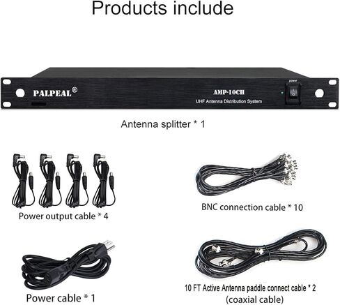 AMP-10CH 5 طرق (10 قنوات) نظام توزيع هوائي لاسلكي UHF لأنظمة الميكروفون اللاسلكي، 8 مخرجات + 2 منافذ متتالية. مقسم الهوائي، مضخم إشارة الميكروفون اللاسلكي in Kuwait