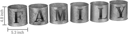 MyGift Rustic Galvanized Metal Holiday Tealight Candle Holders, Home Decor Small Tin Votive Candleholder with Decorative Family Cutout Design, 6 Piece Set in Saudi Arabia