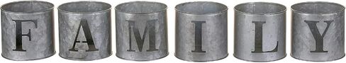 MyGift Rustic Galvanized Metal Holiday Tealight Candle Holders, Home Decor Small Tin Votive Candleholder with Decorative Family Cutout Design, 6 Piece Set in Saudi Arabia