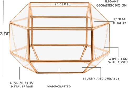 Koyal Wholesale Geometric Glass Wedding Card Box, Rose Gold Wedding Reception Drop Box, Terrarium Glass Planter in Saudi Arabia