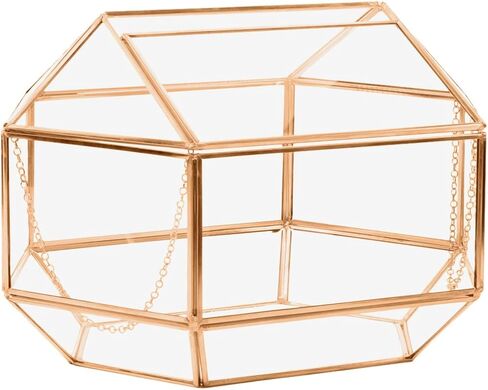 Koyal Wholesale Geometric Glass Wedding Card Box, Rose Gold Wedding Reception Drop Box, Terrarium Glass Planter in Saudi Arabia
