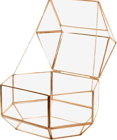 Koyal Wholesale Geometric Glass Wedding Card Box, Rose Gold Wedding Reception Drop Box, Terrarium Glass Planter in Saudi Arabia