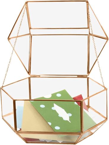 Koyal Wholesale Geometric Glass Wedding Card Box, Rose Gold Wedding Reception Drop Box, Terrarium Glass Planter in Saudi Arabia