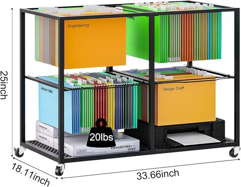 Rolling File Cart with Wheels Letter & Legal-Sized Metal Mobile File Cart Pull-Out Hanging Files Movable File Folder Drawer Rack File Cabinet Storage in Kuwait