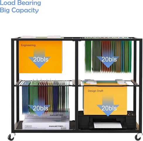 Rolling File Cart with Wheels Letter & Legal-Sized Metal Mobile File Cart Pull-Out Hanging Files Movable File Folder Drawer Rack File Cabinet Storage in Kuwait