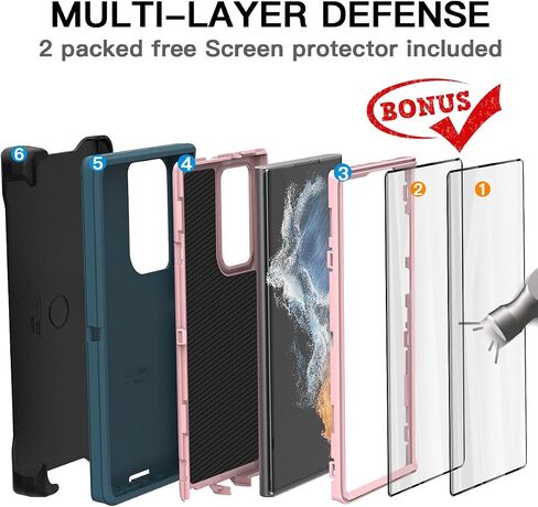 AICase for Galaxy S22 Ultra Case with Screen Protector,Heavy Duty Drop Protection Full Body Rugged Shockproof/Dust Proof Military Protective Tough Durable Phone Cover for Samsung S22 Ultra 6.8“ in Saudi Arabia