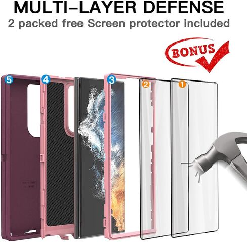 AICase for Galaxy S22 Ultra Case with Screen Protector,Heavy Duty Drop Protection Full Body Rugged Shockproof/Dust Proof Military Protective Tough Durable Phone Cover for Samsung S22 Ultra 6.8“ in Saudi Arabia
