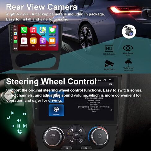 لنيسان ألتيما 2008-2012 أندرويد 12 ستيريو سيارة مع Carplay لاسلكي / Android Auto WiFi 2 + 32G 4 Core GPS Navigation Radio Player 9 بوصة HD شاشة تعمل باللمس كاميرا احتياطية صوتية وحدة رأس الوسائط المتعددة in Kuwait