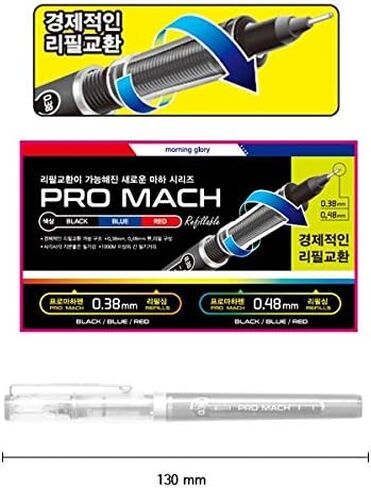 Morning Glory Pro Mach Roller Ball Pen (12 pcs, 6 pcs) 0.38 mm Fine Point Tip (Black (12 pcs)) New Upgrade Model in Saudi Arabia