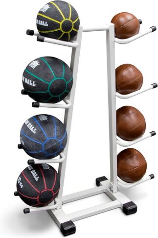 Crown Sporting Goods Medicine Ball Storage Rack: Double Sided 4-Tier Exercise Ball Storage Tree Stand for 8 Weighted Balls in Saudi Arabia