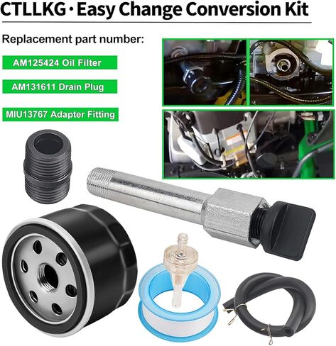MIU13767 AM131611 AM125424 مجموعة تحويل سهلة التغيير لـ E120 E130 E150 E160 E170 E180 X166R Z335E LA120 L105 MIU13767B في الحديقة وجرار الحديقة مع تركيب محول قابس تصريف فلتر الزيت in Kuwait