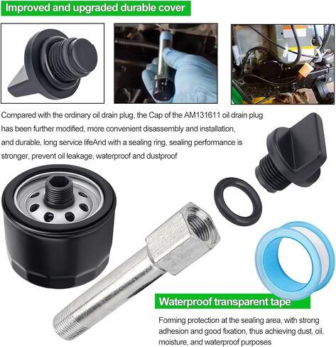 MIU13767 AM131611 AM125424 مجموعة تحويل سهلة التغيير لـ E120 E130 E150 E160 E170 E180 X166R Z335E LA120 L105 MIU13767B في الحديقة وجرار الحديقة مع تركيب محول قابس تصريف فلتر الزيت in Kuwait