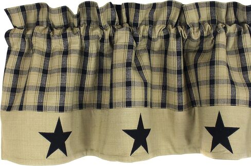 الديكورات المنزلية البدائية ستارة لانكستر مبطنة بالنجوم مع حدود نجمة 72 × 15.5، أسود، 72 بوصة × 15.5 بوصة in Kuwait