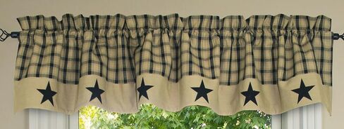 الديكورات المنزلية البدائية ستارة لانكستر مبطنة بالنجوم مع حدود نجمة 72 × 15.5، أسود، 72 بوصة × 15.5 بوصة in Kuwait