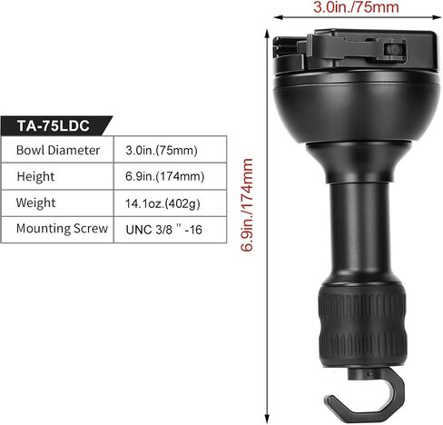 SUNWAYFOTO TA-75LDC 75mm Half Ball Bowl Adapter with Arca Swiss Clamp for Heavy Duty Tripod in Saudi Arabia