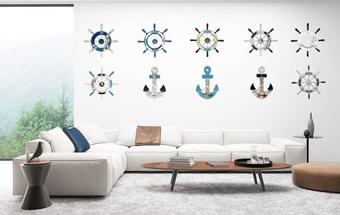 13" Nautical Decor Nautical Boat Steering Beach Wooden Ship Wheel Rudder Wall Decor Door Hanging Ornament Beach Theme Home Decor Fishing Net Shell Home Wall Decor White in Saudi Arabia