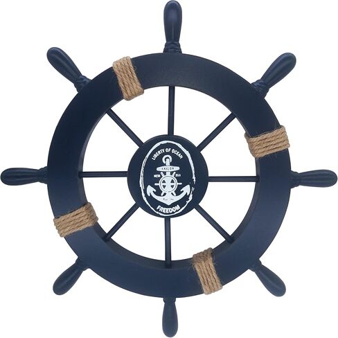 13" Nautical Decor Nautical Boat Steering Beach Wooden Ship Wheel Rudder Wall Decor Door Hanging Ornament Beach Theme Home Decor Fishing Net Shell Home Wall Decor White in Saudi Arabia