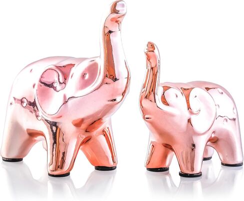 Elephant Decor,Modern Elephant Figurine, A Pair of Ceramic Elephant Statue for Living Room,Office,Bookshelf (Silver) in Saudi Arabia