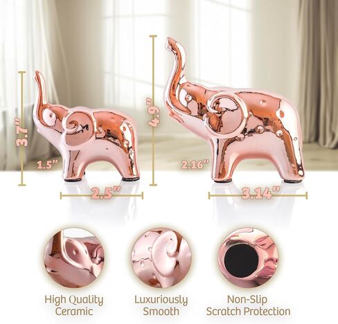 Elephant Decor,Modern Elephant Figurine, A Pair of Ceramic Elephant Statue for Living Room,Office,Bookshelf (Silver) in Saudi Arabia