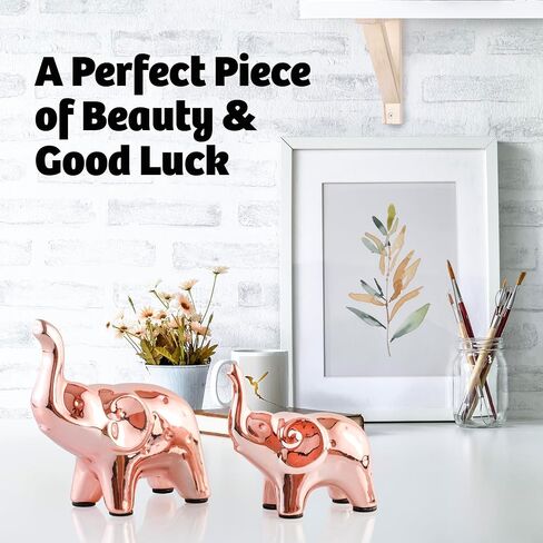 Elephant Decor,Modern Elephant Figurine, A Pair of Ceramic Elephant Statue for Living Room,Office,Bookshelf (Silver) in Saudi Arabia