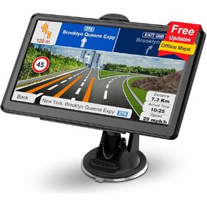 GPS Navigator for Car with Latest 2025 Map Free Update, Car GPS Navigation System for Truck Commercial Drivers with POI/Zip Search, Support Voice Turn Guidance, Red Light Warning, Speedcam Alerts, FM in Kuwait