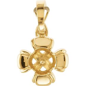 Semi-Polished 14k Yellow Gold Enhancer for Pendant for 7mm Pearl Fine Jewelry for Women Gifts for Her (Mounting Only, Not All Stones Included) in Saudi Arabia