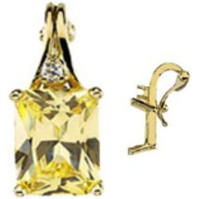 Semi-Polished 14k White Gold Emerald Cut 4-Prong Accented Pendant with Enhancer Bail Fine Jewelry for Women Gifts for Her (Mounting Only, Not All Stones Included) in Saudi Arabia