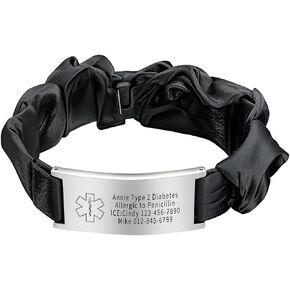 Medical Alert Bracelets for Women Personalized Elastic Silk Wristband Medical ID Bracelet Engraved Emergency Information Diabetes Epilepsy Autism Allergy in Saudi Arabia