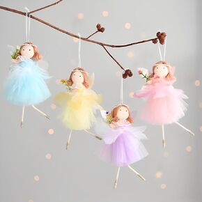 Spring Flower Angel Doll Decoration 5pcs 7.8inch Easter Fairy Hanging Ornaments Flower Angel Wings Girls Fairy Spring Tree Hanging Figurine for Girls Gift Home Spring Birthday Easter Party Decor in Kuwait