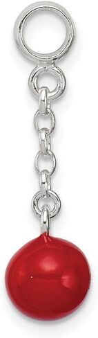 925 Sterling Silver Red Enameled Bead 1/2" Dangle Enhancer Pendant (L- 26 mm, W- 8 mm) in Saudi Arabia