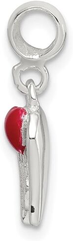 925 Sterling Silver Red Enameled Heart Wings Enhancer Pendant (L- 19 mm, W- 7 mm) in Saudi Arabia