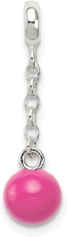925 sterling Silver Hot Pink Monamel Bead 1/2 "Dangle Enhancer Pendant (L- 26 مم ، W- 8 مم) in Saudi Arabia