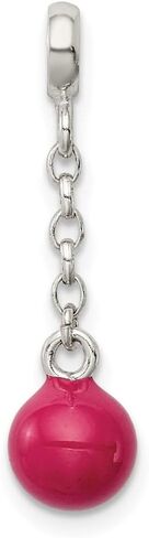 925 sterling Silver Hot Pink Monamel Bead 1/2 "Dangle Enhancer Pendant (L- 26 مم ، W- 8 مم) in Saudi Arabia